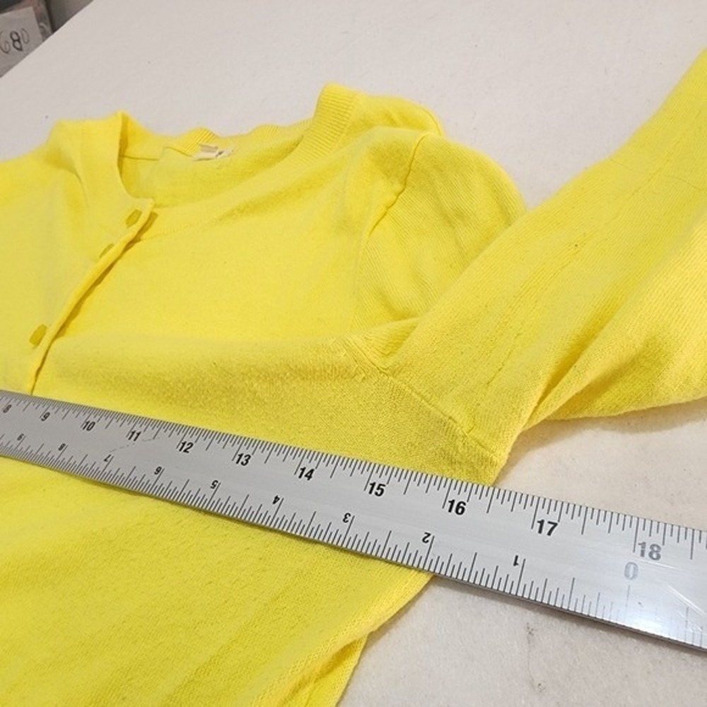 J.Crew Jackie Cardigan Sweater Bright Yellow XS Button Front Classic Knit - Picture 3 of 7